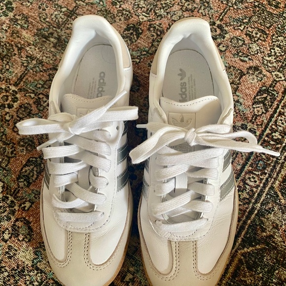 adidas White and Silver Athletic Shoes - Picture 3 of 6